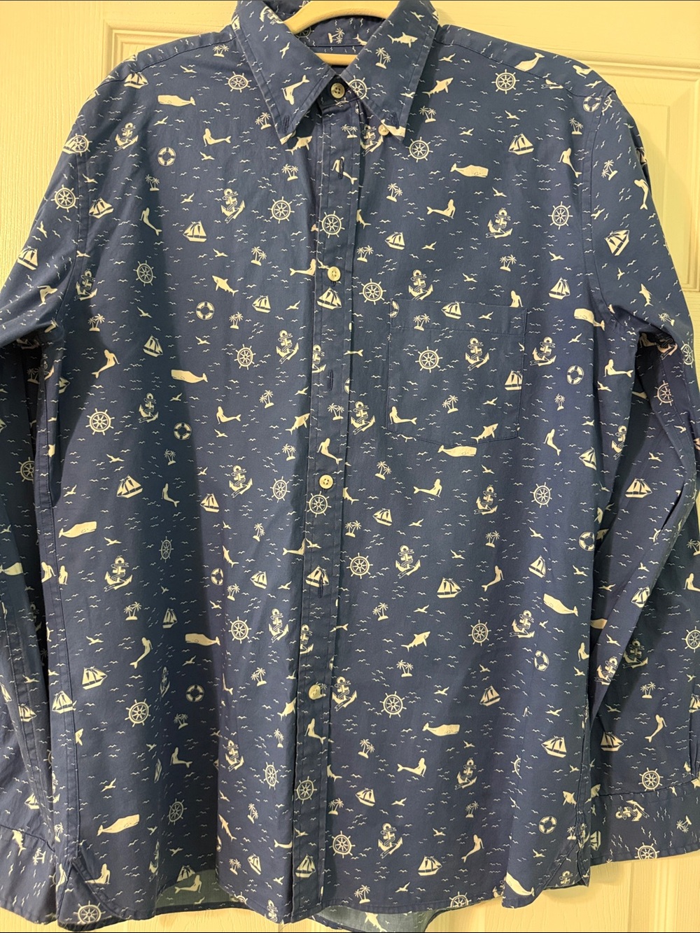 Brooks Brothers Red Fleece Blue Nautical Print Shirt